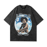 Men T-Shirt Retro Portrait Printing Distressed