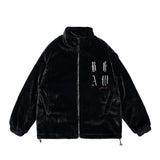 Men Cotton Padded Jacket Coat Letter Embroidered Cotton Jacket Men Winter Thickening Stand Collar Baggy Coat