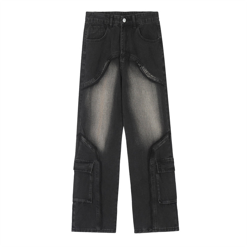 Men Jeans Dark Trendy Patchwork