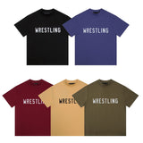 Fog Essentials T Shirts Autumn and Winter FOG Double Line Flocking Letter Crew Neck Short Sleeves