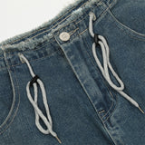 Men Jeans Ripped Drawstring Loose