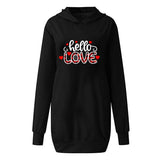 Valentine's Day Dress Autumn and Winter Hooded Printed Sweater Dress Women's Clothing