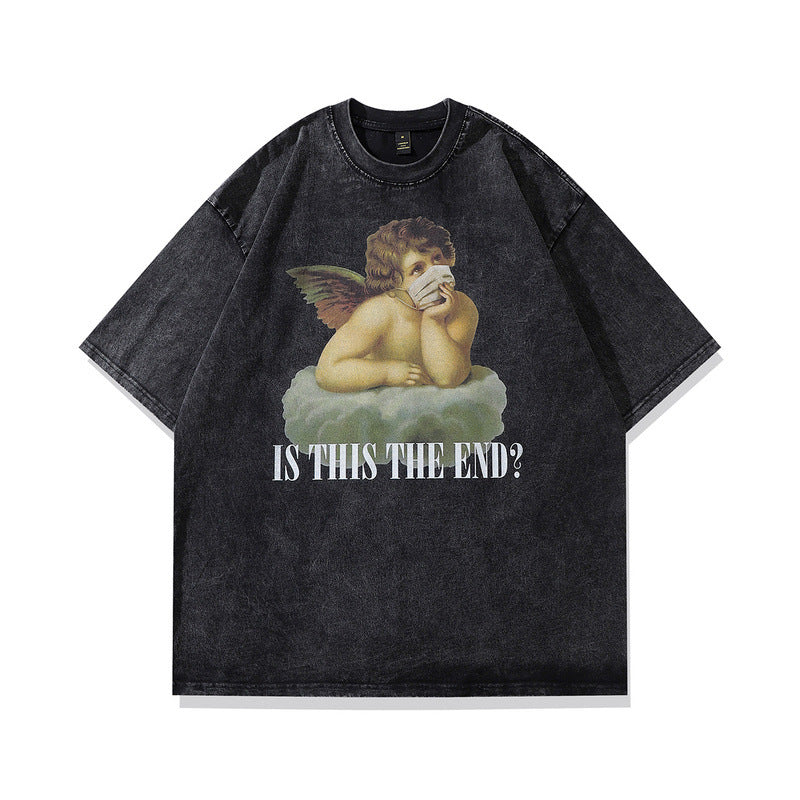Men T-shirt Angel Print Vintage