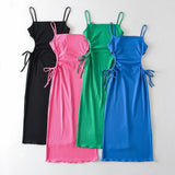 Women Dresses Stretch Slim Suspenders Dress