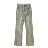 Men Jeans Stitching Distressed Retro Personal Leisure