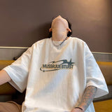 Men T Shirt Summer plus Size Versatile Heavy Cotton