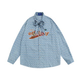 Men Long Sleeve T Shirt Men's Cartoon Animal Bowknot Shirt Cardigan Outerwear