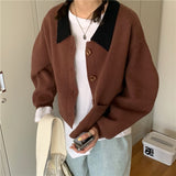 Women Knitted Cardigan Vintage Casual Loose Sweater