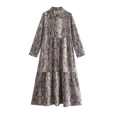 Women Dresses Loose Python Pattern Shirt Dress