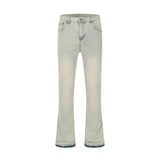 Men Jeans Frayed Flared Pants Old