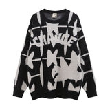 Women Sweater Sweet Cool Contrast Color Soft Knitted Sweater