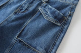 Women Jeans Multi-Pocket Design Simple