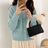 Women Knitted Cardigan Soft College Style Sweater