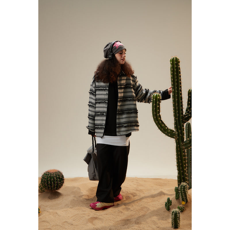 Unisex Shirt Vintage Striped Long Sleeve Shirt