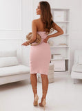 Women Dress Slit Temperament Camisole Knitted Dress