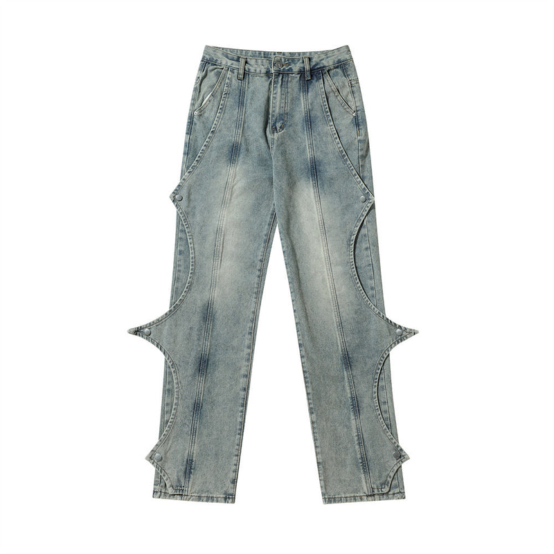Men Jeans Rock Stitching Trendy Personality Design