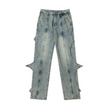 Men Jeans Rock Stitching Trendy Personality Design