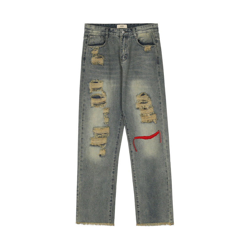 Men Jeans Ripped Distressed Casual Pants Trendy Loose