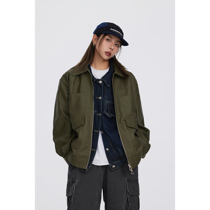 Unisex Pu Jacket Pu Leather Motorcycle Jacket