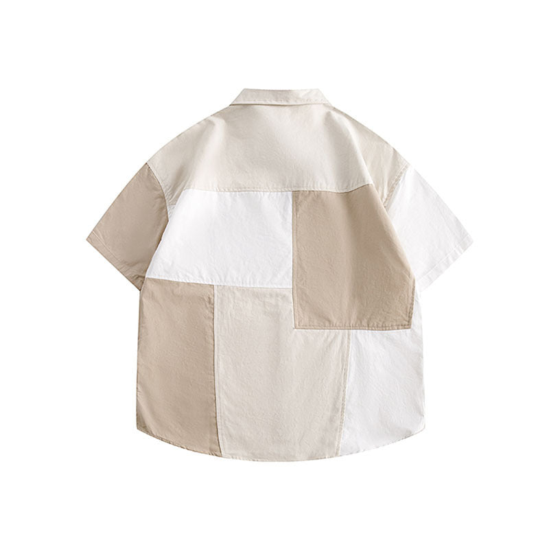 Short Sleeve Shirt Japanese-Style Retro Loose Stitching