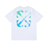 Off White T Shirts OW gradual change Arrow Pattern Crew Neck Pullover Short Sleeve