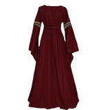 Betty Draper Valentine's Day Dress Long Sleeve Flared Sleeves Lace-up Long Dress