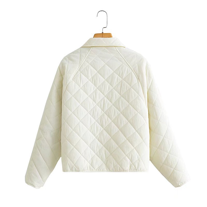 Women Cotton Coat Diamond Lattice Cotton Coat