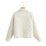 Women Cotton Coat Diamond Lattice Cotton Coat