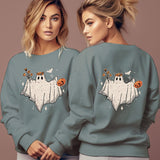 Women's Cartoon Halloween Hoodies Funny Flower Pumpkin Ghost