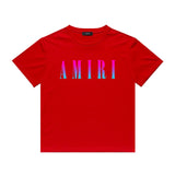 Amiri T Shirt Gradient Letter Flower Casual Hip Hop Short Sleeve T-shirt