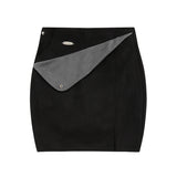 Women Jackets Retro Patchwork Irregular Skirt Suit