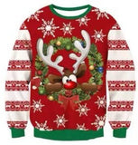 Black Christmas Sweater Christmas round Neck Sweater Casual Funny Santa Claus