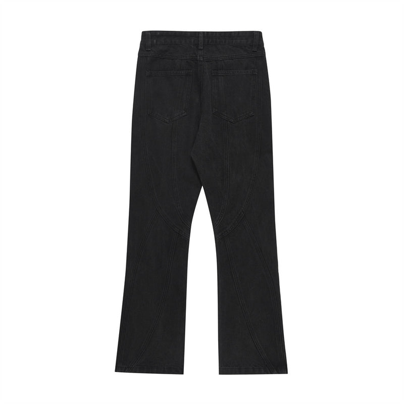 Men Jeans Stitching Zipper Decorations Bell-Bottom Pants