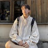 Men Shirts Striped Summer Loose Casual