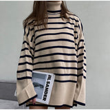 Women Work Business Casual Sweats Striped Loose Casual Sweater