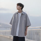Men Shirts Short Summer Loose Teen Leisure
