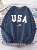 Usa American Flag Patriotic Street Hoody Women simple Oversize
