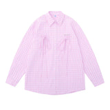 Men Long Sleeved T Shirt Spring and Autumn Yarn-Dyed Plaid Long Sleeve Shirt Men's Fashion Brand Bowknot Shirt
