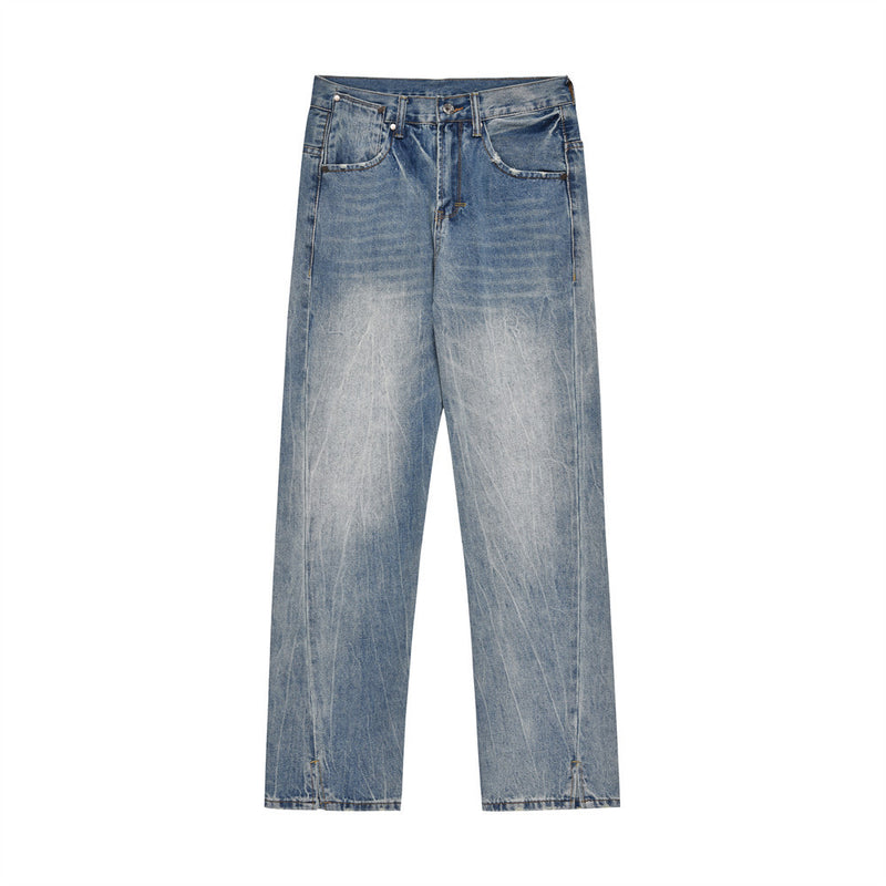 Men Jeans Distressed Loose All-Match Retro Worn