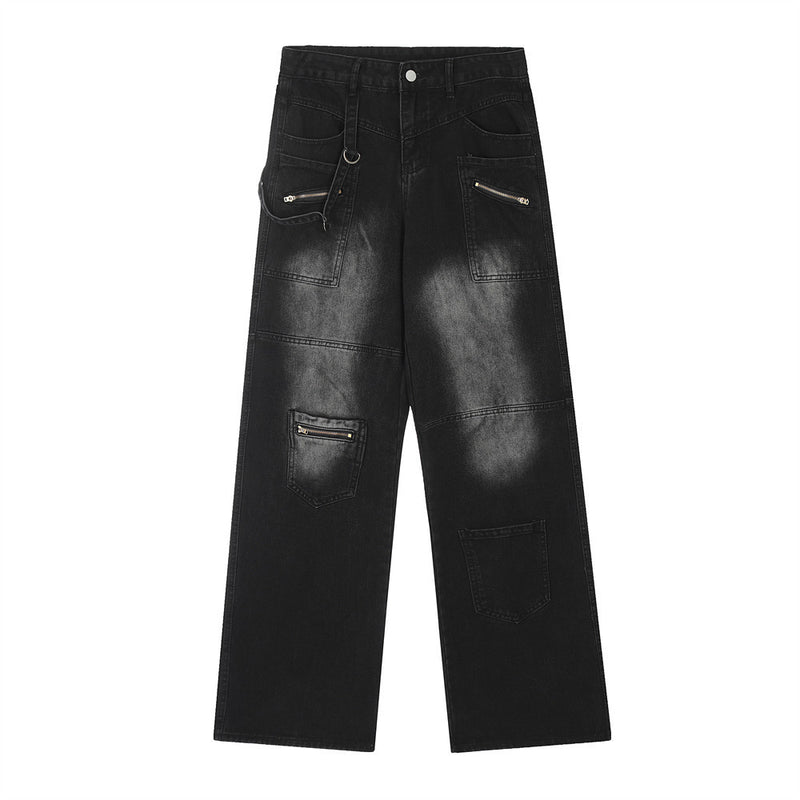 Men Jeans Inkjet Printing More than Cargo Jeans Pockets