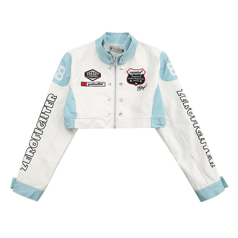 Women Jackets Pu Leather Racing Jacket