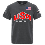 USA Basketballer Printed Street Casual T-Shirts Men Loose Ov