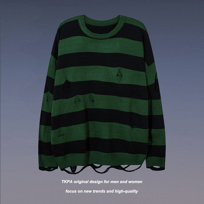 Women Sweater Irregular Striped Sweater Couple