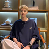 Men T Shirt Summer Retro Heavy Cotton Loose Casual