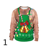 Ugly Christmas Sweater Spoof Sexy Navel Hair Printed round Neck Pullover Couple Sweater