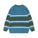 Women Sweater Seahorse Soft Stripes Contrast Color Knitted Sweater