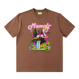 Men T-shirt Retro College Style Heavy Loose