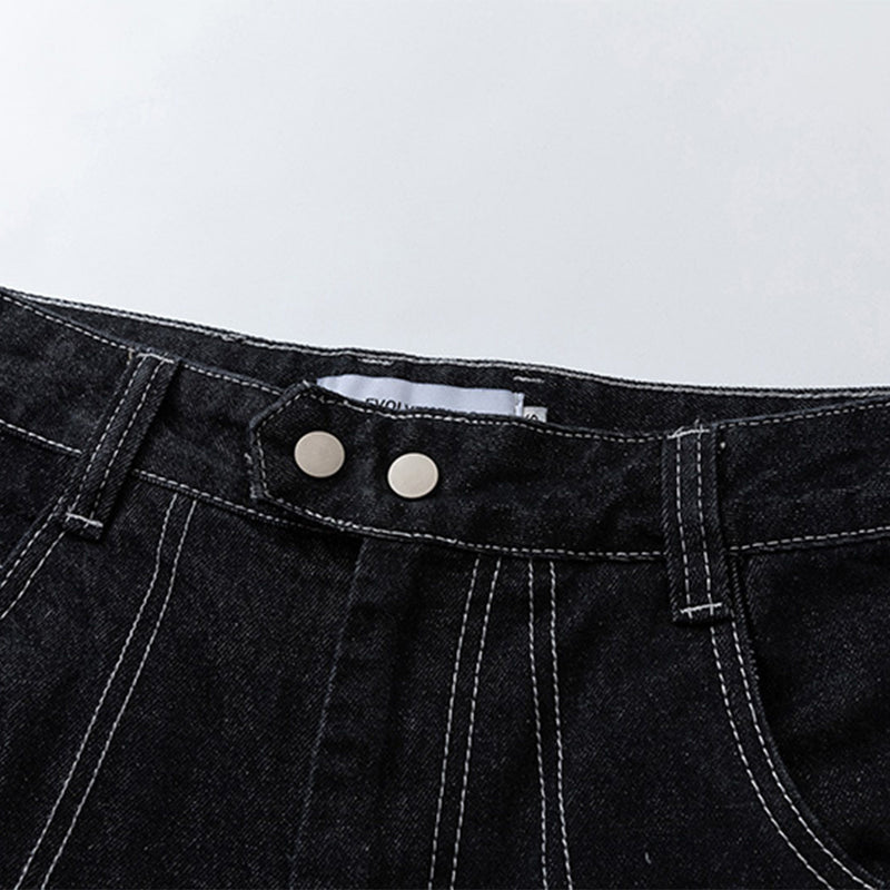 Men Jeans Stitching Zipper Slit