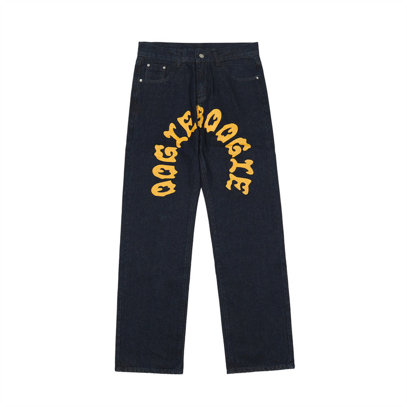 Men Jeans Cartoon Pocket Loose Trendy Casual