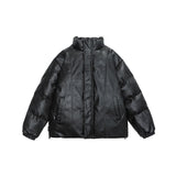 Unisex Coat PU Leather Cotton-Padded Jacket Loose